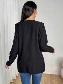 Modelyn Stylish Black Suit With Metallic Buckle Detail - Black - View 2