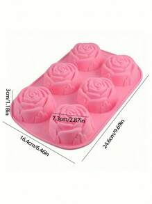 SHEIN 1 Stück rosa 6-fach Rose Blumen geformte Silikon Seifenform, hitzebeständig, DIY handgemachte Seifenherstellung Form