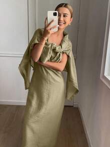 Livesso Bộ đồ hai mảnh dành cho nữ mặc hàng ngày, bộ đồ mặc nhà bằng vải lanh cho nữ dịp Lễ Phục Sinh. - màu xanh lá - Xem 5