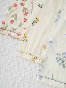 CottageSlumber Set de 3 pantalones de pijama con cintura elástica y estampado floral para vacaciones y temporada festiva