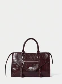 SHECARRY Túi Tote Phong Cách Biker Y2K Cá Tính Thời Trang Cho Nữ, Màu Đỏ - Màu Đỏ Sâu - Xem 1