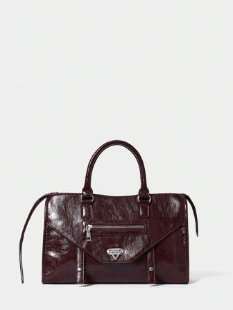 SHECARRY Women's Fashionable Personalized Edgy Y2K Biker Style Tote Bag, Red