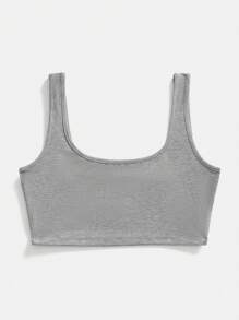 SHEIN BASICS Top casual sportivo a maglia, attillato, corto, a tinta unita