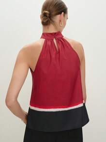 BizChic 2025 Summer New Arrival Contrast Color Halter Design Women Vest, Business Casual Elegant Suitable For Daily Commute, Beach Vacation, Wedding Guest, Country Music Festival, Brunch, Airport Outfit, 174S Vintage Stockholm Style, American Independence Day