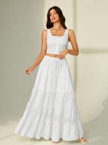 SHEIN Tall Women Two Pieces Outfits For Daily Wear - White - View 7