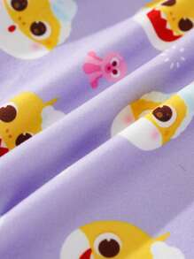 BABY SHARK X SHEIN Baby Girl Cute Shark Print Cami Bodysuit - Purple - View 7