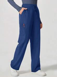 TaskEZ Loose Straight Pocket Waist Tie Nurse/Doctor Scrub Uniform Bottom - Royal Blue - View 1
