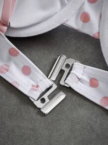 Swim Mod 波尔卡圆点泡泡茶色珍珠边分体泳衣套装