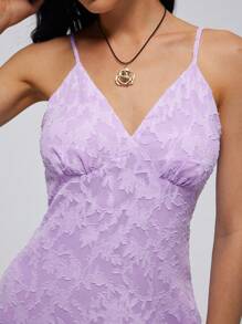 Roylia Women's Elegant Sexy V-Neck Spaghetti Strap Asymmetrical Ruffle Chiffon Ditsy Floral Jacquard Fishtail Hem Bodycon Dress, Suitable For Daily Dates, Weddings, Elegant Gatherings, Prom