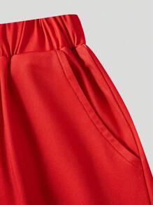 SHEIN Conjunto informal de niño preadolescente con sudadera con capucha, chaleco y pantalones cortos con estampado de letras, adecuado para deportes, reuniones, escuela y compras