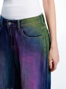 LYSMO Women's Pocketed Frayed Hem Wide Leg Loose Jeans - Dark Wash - View 6