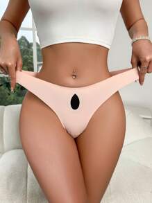 SHEIN Women's Fashionable Minimalist Sexy Water Drop Hollow Out Briefs