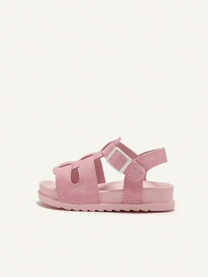 Cozy Pixies 1 Pair Cute Toddler Girls Princess Hook And Loop Soft Bottom Casual Flat Sandals, Fashionable & Versatile, Summer