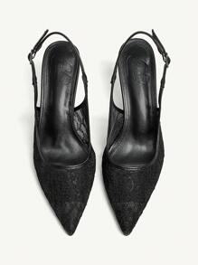 CUCCOO CHICEST أحذية نسائية موديل بوان سوداء من الدانتيل ذات كعب عالي مناسبة للذهاب إلى العمل والمواعيد والحفلات والتسوق والعطلات' - الأسود - مشاهدة 9