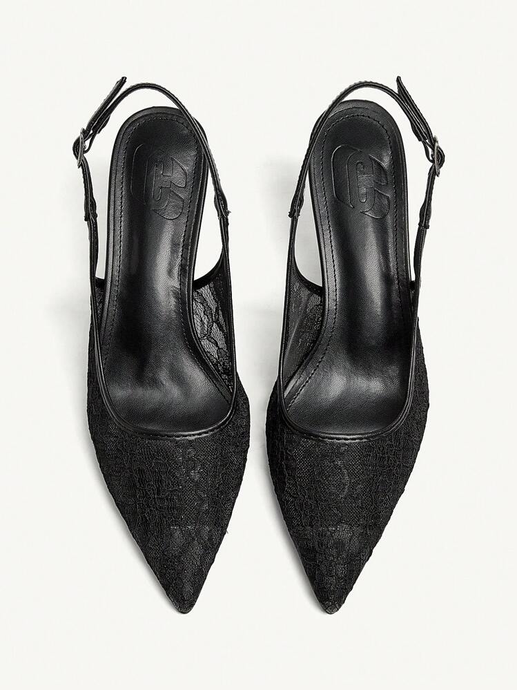 CUCCOO CHICEST أحذية نسائية موديل بوان سوداء من الدانتيل ذات كعب عالي مناسبة للذهاب إلى العمل والمواعيد والحفلات والتسوق والعطلات' - الأسود - مشاهدة 9