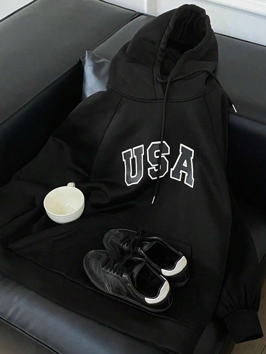 DAZY Áo nỉ nỉ dáng rộng, thoải mái, mới về mùa thu dành cho nữ, mùa đông - màu đen - Xem 1