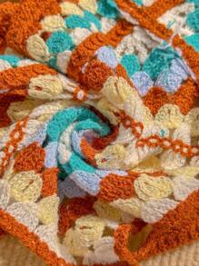 Skyraze Women Vintage Tassel Casual Knit Camisole, Boho Tops Women,Knit Floral Hollow Swimsuit Cover Up,  Summer Beach Vacation - Coffee Brown - View 5