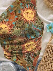 Soleia Áo phông rộng in họa tiết hoa Paisley cổ điển dành cho nữ cỡ lớn, phù hợp cho mùa hè - Nhiều màu - Xem 8