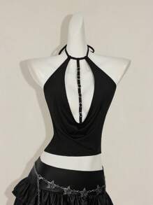 SHEIN ICON 女士纯色镂空时尚背心，适合夏季