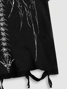 ROMWE MEN Goth 8886 男士圆领短袖T恤，时尚适合夏季，2000年代风格 - 黑色 - 查看 3