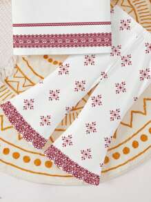 Baby Girl Casual Floral & Geometric Print Short Sleeve Round Neck Top And Pants Set, Suitable For Spring/Summer - Multicolor - View 5