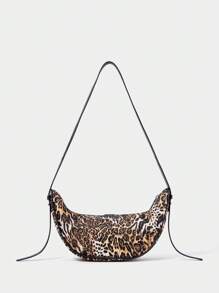 SHECARRY Bolso de hombro y bandolera de estilo callejero de moda de mujer con decoración de hebilla metálica y estampado de leopardo personalizado, estilo Y2K - Multicolor - Ver 4