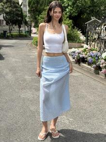 SHEIN EZwear 女士格子裙，夏季时尚之选 - 淺藍色 - 查看 8