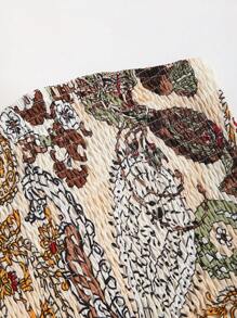 Sweetra Bộ đồ hai mảnh thêu họa tiết da báo và chân váy nhiều lớp Y2K Outfit - Màu be - Xem 6