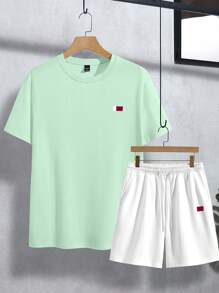 Manfinity Homme Men's Casual Simple T-Shirt And Shorts Set, Summer Summer Outfits For Men - Multicolor - View 3