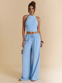 SHEIN BAE Women Two Pieces Outfits For Daily Wear - Blue - View 2