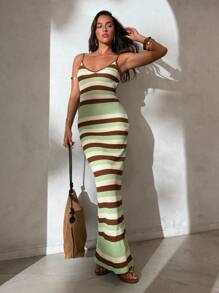 Aloruh Women's Spring/Summer New Knitted Crochet Crossed Backless Striped Bohemian Dress, Elegant Vacation Dress Summer Outfits For Women Ave Outfits Festival Rave Coachella Festival  Rave Outfits Festival Outfits For Women Country Concert Outfit Festival Outfits Sundress Western Clothes For Women Summer Dresses For Women Dresses For Women Summer Outfits For Women Vacation Boho