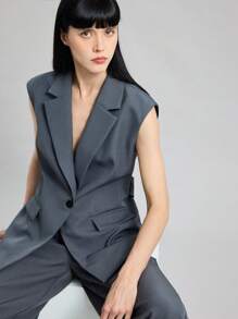 Ontre 2025 Autumn/Winter Women's Clothing, Fall/Winter Women's Wear, Back To School, Halloween, Christmas, Business Casual, Retro Dignified Elegant Versatile Basics, Nashville Apparel, Solid Color Vest, Pants, Suit Set, Gray Suit, Casual Urban, Minimalist Commuter, Unisex Suit, Vest Suit Set, Party Wear, Carnival, Teacher Outfit