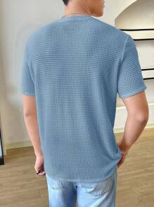 Manfinity VCAY 男士休闲针织网眼纯色圆领短袖T恤，夏季