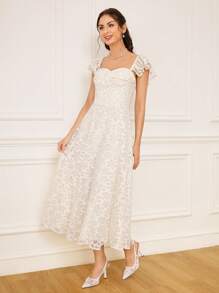 CUCCOO HITCHD 女士尖头蕾丝刺绣高跟鞋，优雅浪漫白色女士浅口鞋，新娘婚礼场合高跟鞋 - 白色 - 查看 13