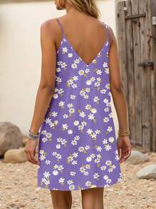 Glamance Whitebread Spaghetti Strap Vacation Floral Print Beach Summer Dresses - White - View 2