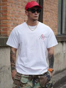 DAZY Men Heart Print Round Neck Short Sleeve Tee - White - View 8