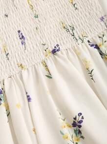 Sweetra 女士春夏新款通勤、度假、海滩宽肩带褶饰蝴蝶结 A 字迷你连衣裙 - 彩色 - 查看 6