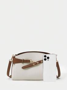 SHECARRY 女士可调节带扣单肩包 - 米色 - 查看 3