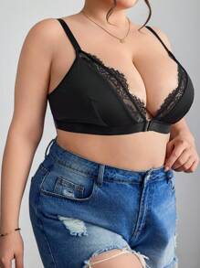 SHEIN CURVE+ Plus Size Lifting & Enhancing Bustier Bra Cami Top With Adjustable Strap, Curve Plus, Boho Vacation - Black - View 6