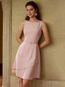 MOTF Classy 系腰带拉链连衣裙 - 粉色 - 查看 3