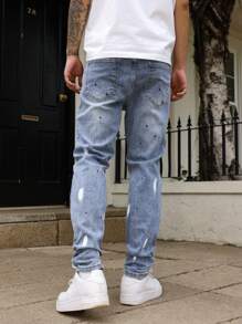 Manfinity LEGND Men's Casual Washed Ripped Slanted Pocket Denim Jeans