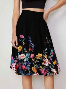 SHEIN Clasi Women Summer Casual Romantic Printed Hem Skirt Summer Outfits For Women Suitable For Going Out Chic Dress