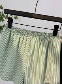 Chiquease Women's Vintage Style Inelastic Striped Button Elastic Waist Mini Shorts