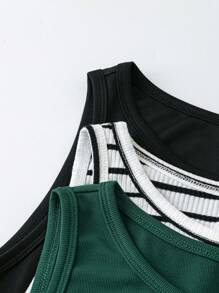 SHEIN LUNE 3 件套大码休闲简约连衣裙套装，适合户外和家居穿着，节日复古风夏季外出春季女装，夏季波西米亚风复古风女装，圣帕特里克节服装，复活节夏季服装，女装春季服装，海滩圣帕特里克节服装，复活节休闲套装，女装夏季度假服装，复活节狂欢服装，节日波西米亚风女装，乡村服装，女装乡村音乐会服装 - 墨綠色 - 查看 3