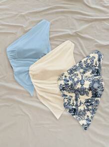 Soleia 3 件套复古不对称下摆花卉印花不对称领口衬衫，复古度假海岛风格，休闲性感可爱椰子女孩波西米亚音乐节风格，适合夏季 - 彩色 - 查看 5