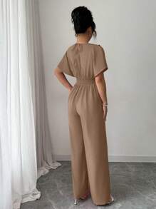 Elenzga 女士纯色高腰设计优雅连体裤，适合日常穿着和度假穿着