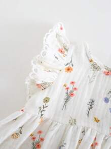 Cozy Pixies Đầm sơ sinh cho bé gái cổ tròn tay lửng họa tiết hoa nhỏ nhắn - Nhiều màu - Xem 10