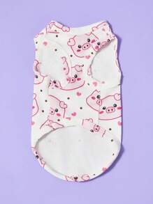 PETSIN 2pcs Pet Dog/Cat Pink Cute Cartoon Pig Print Comfortable Breathable Dog Vest