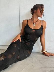 Aloruh Women Sweater Dress, Fashionable For Summer - Black - View 1