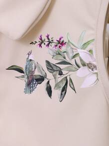 2 件女童杏色无袖花卉印花衬衫和阔腿裤套装，舒适休闲度假装，春夏 - 杏色 - 查看 5